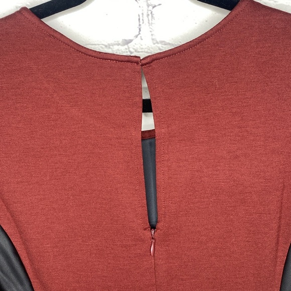 BCBGMaxAzria Mixed Media Faux Leather Knit Long Sleeve Dress - Picture 8 of 8